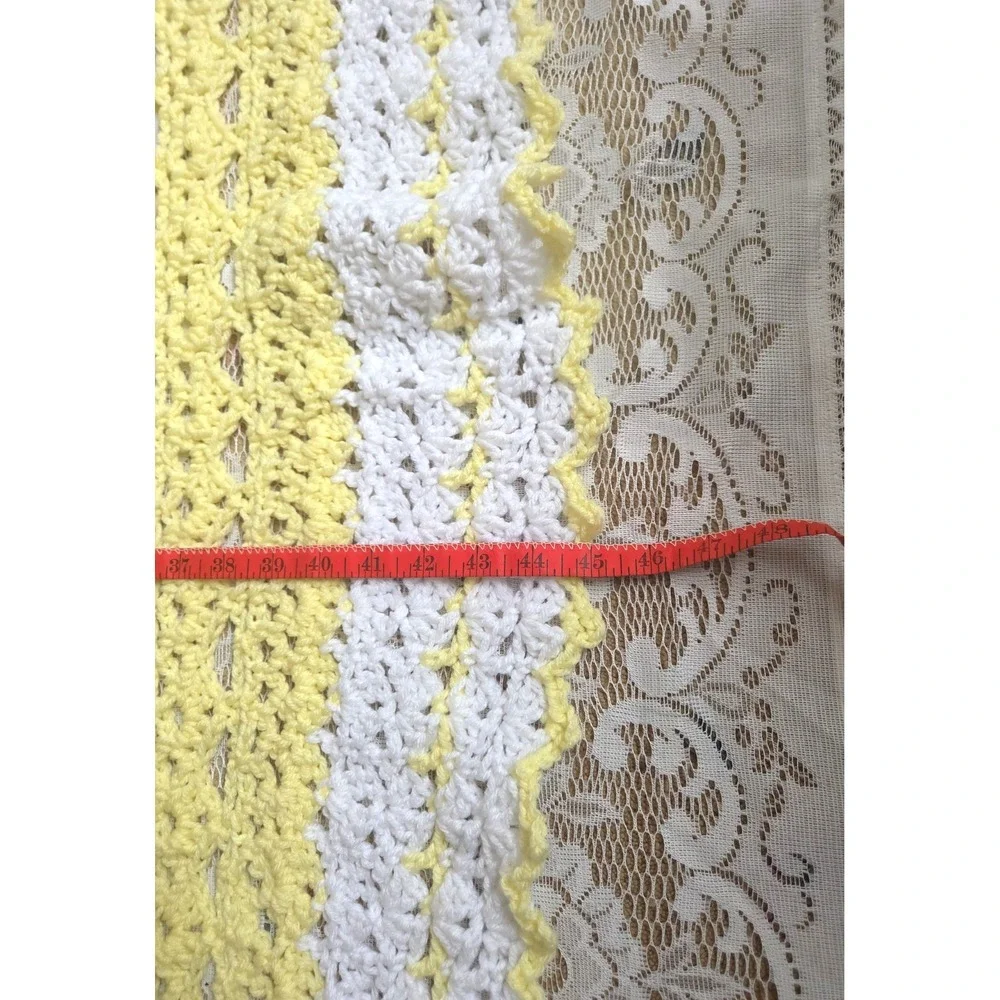 Yellow & White Baby Blanket  Handmade Crochet 57